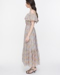 SIXDO Floral Off-Shoulder Maxi Voile Dress